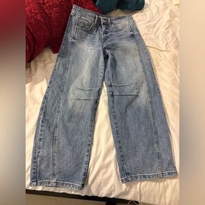 VERVET Blue Barrel Jeans | Size 26 | High Rise Wide Leg Denim